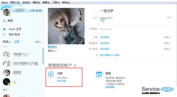 skype點數(shù)余額