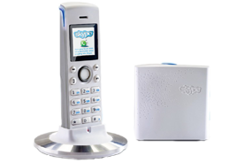 skype免電腦,無(wú)線多手柄話機(jī)。